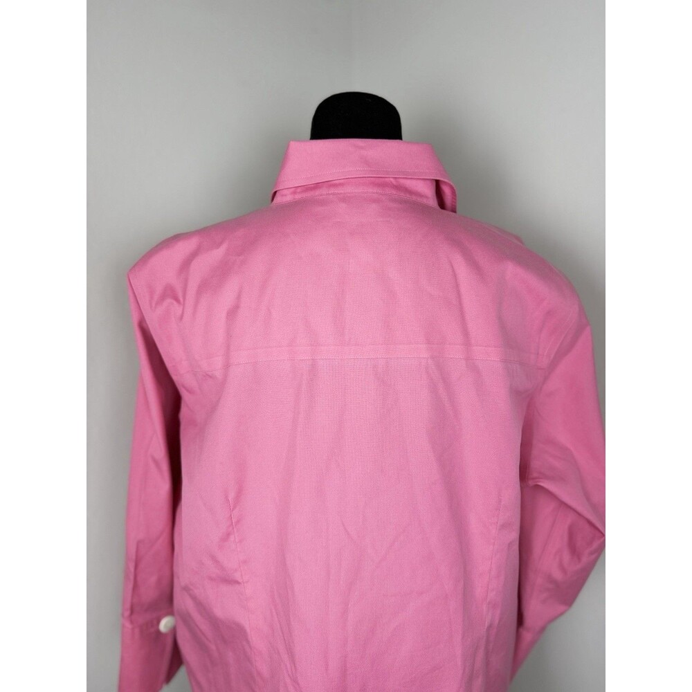 Talbots Pink Button Down Shirt Women Petite 14W Wrinkle Resistant Cotton Blouse - Picture 2 of 8